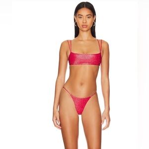 Tularosa Red Shimmery Bikini Set